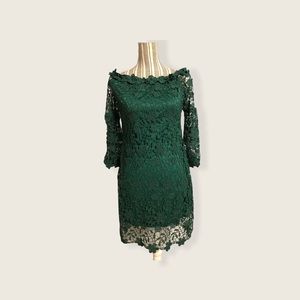 Auxo Collection lace overlay green dress